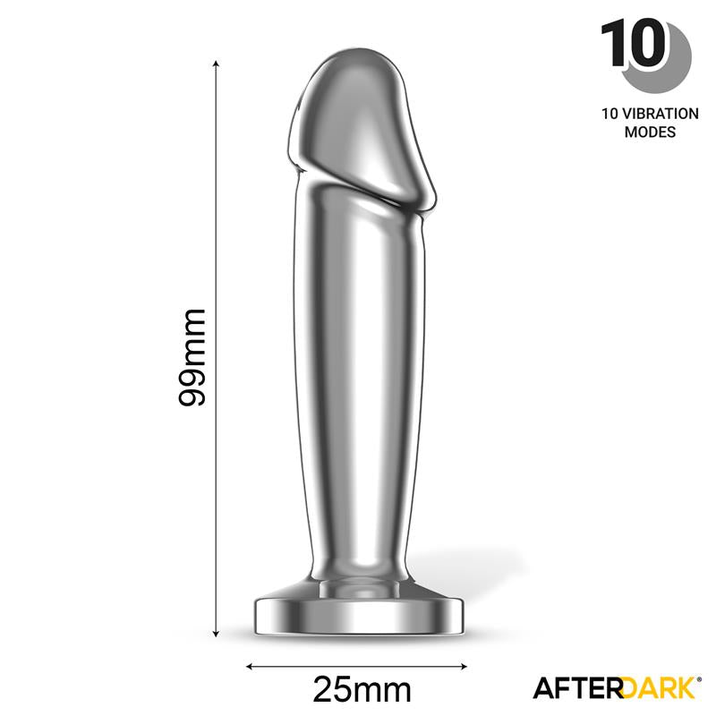 Sarmy Plug Anal Cromado con Vibración USB Magnético Talla S