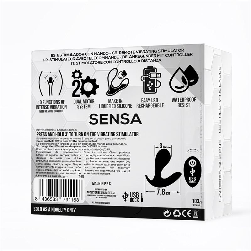 Sensa Estimulador Control Remoto USB SIlicona Líquida Negro 3
