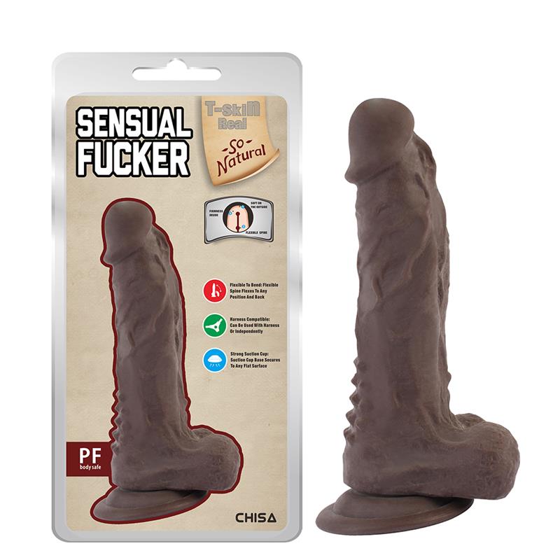 Sensual Fucker Dildo dual Density Marrón1 9.5cm