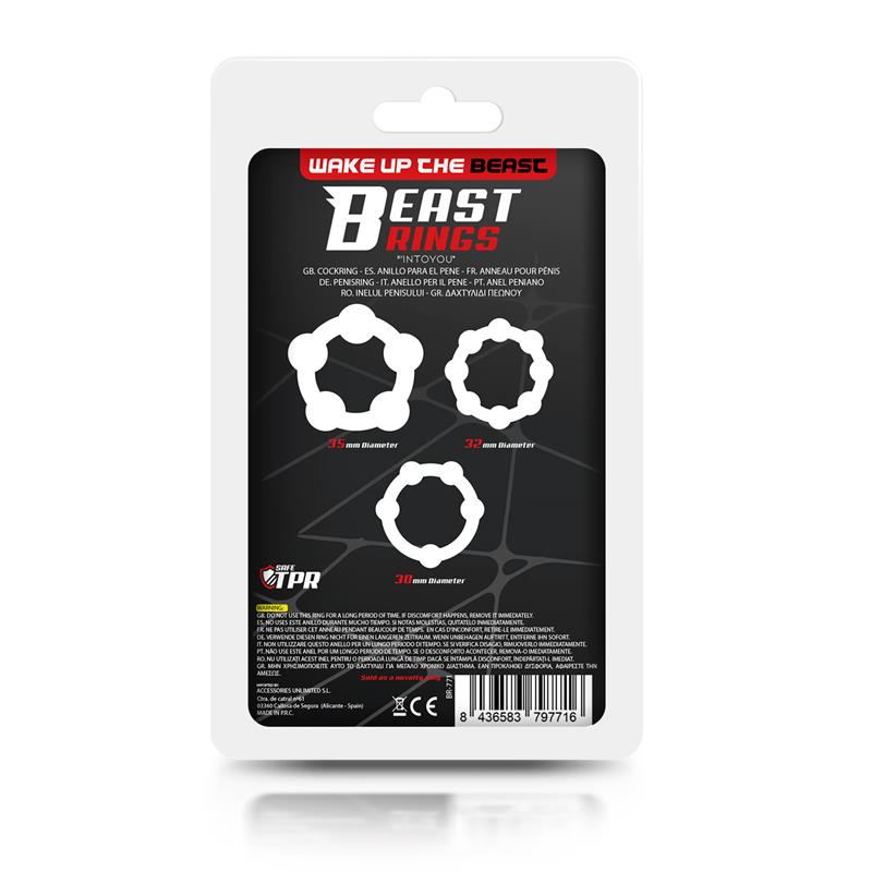 Set 3 Anillo para el Pene Beaded Flexibles Negro 3