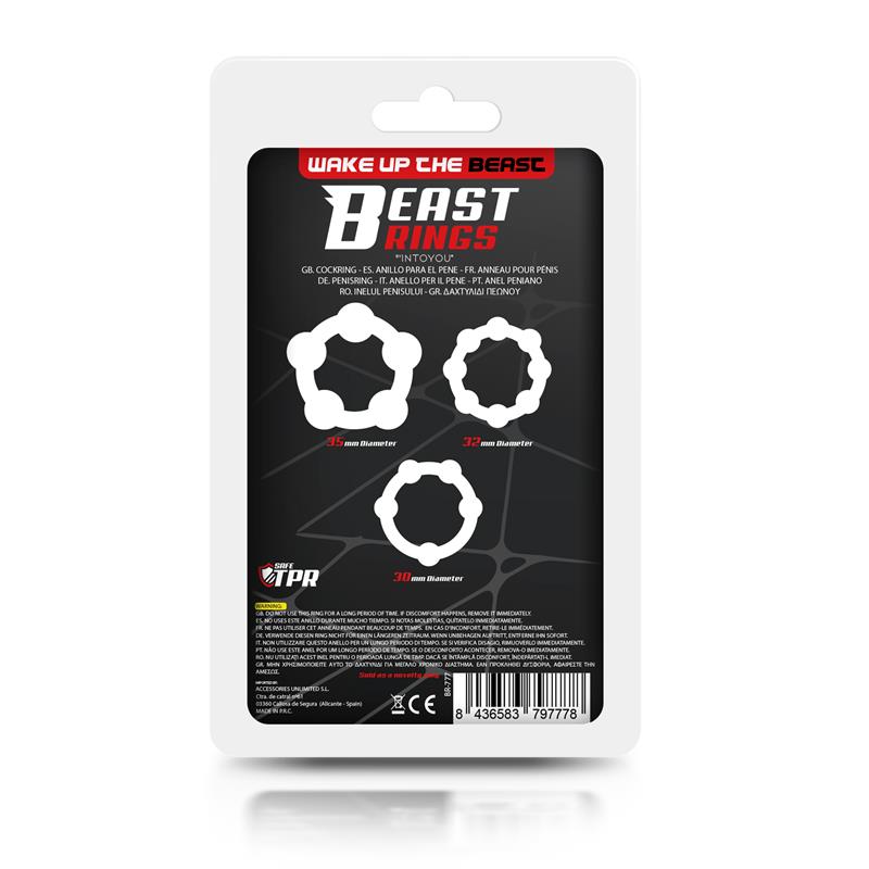 Set 3 Anillos para el Pene Beaded Flexibles Transparente 3