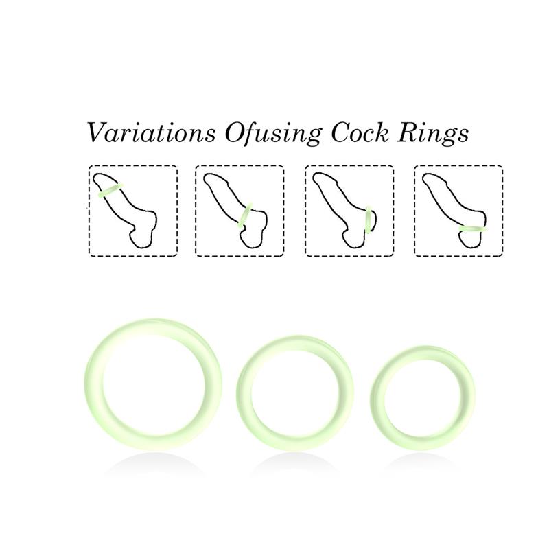 Set 3 Anillos para el Pene Brilla en la Oscuridad 3