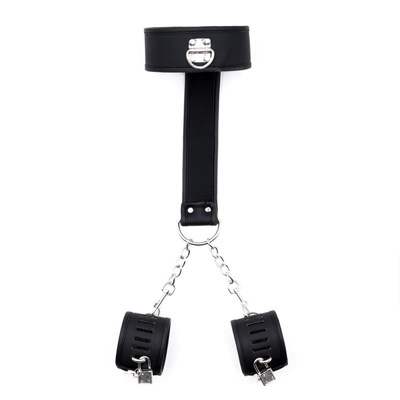 Set de Collar con Esposas y para Muñecas Cuero Vegano 4