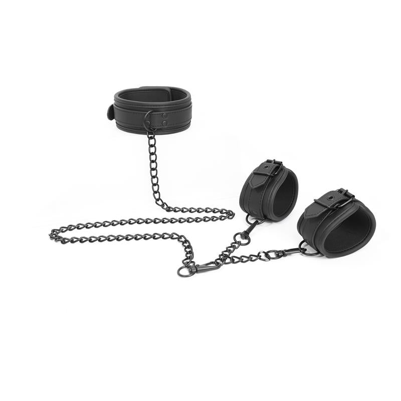 Set de Collar y Esposas para Muñecas Cuero Vegano 4
