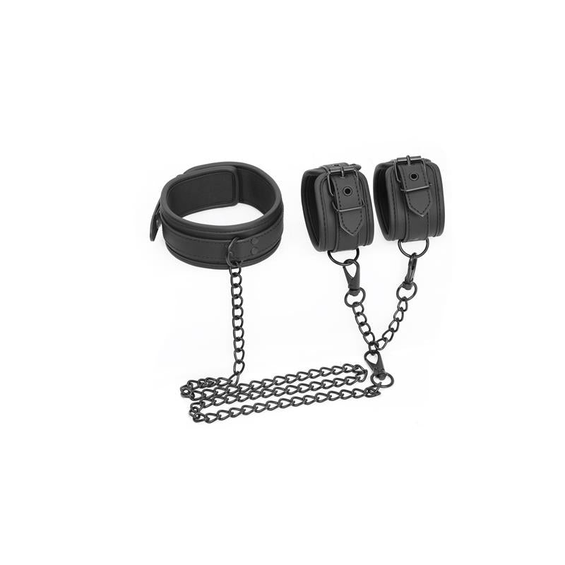 Set de Collar y Esposas para Muñecas Cuero Vegano 5
