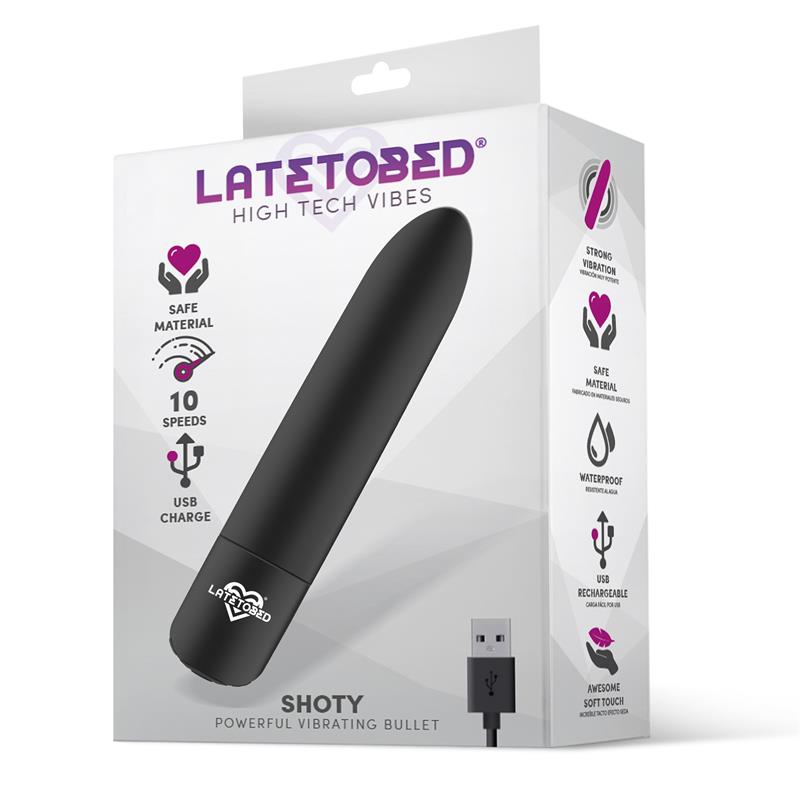 Shoty Bala Vibradora USB 10 Velocidades Potente Motor Negro 2
