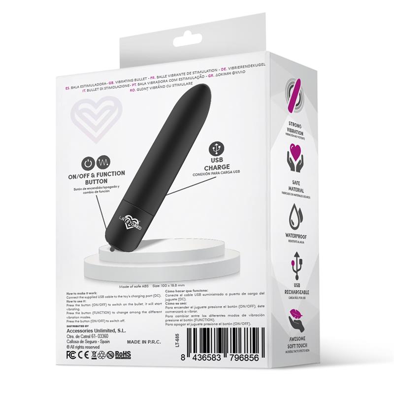 Shoty Bala Vibradora USB 10 Velocidades Potente Motor Negro 3