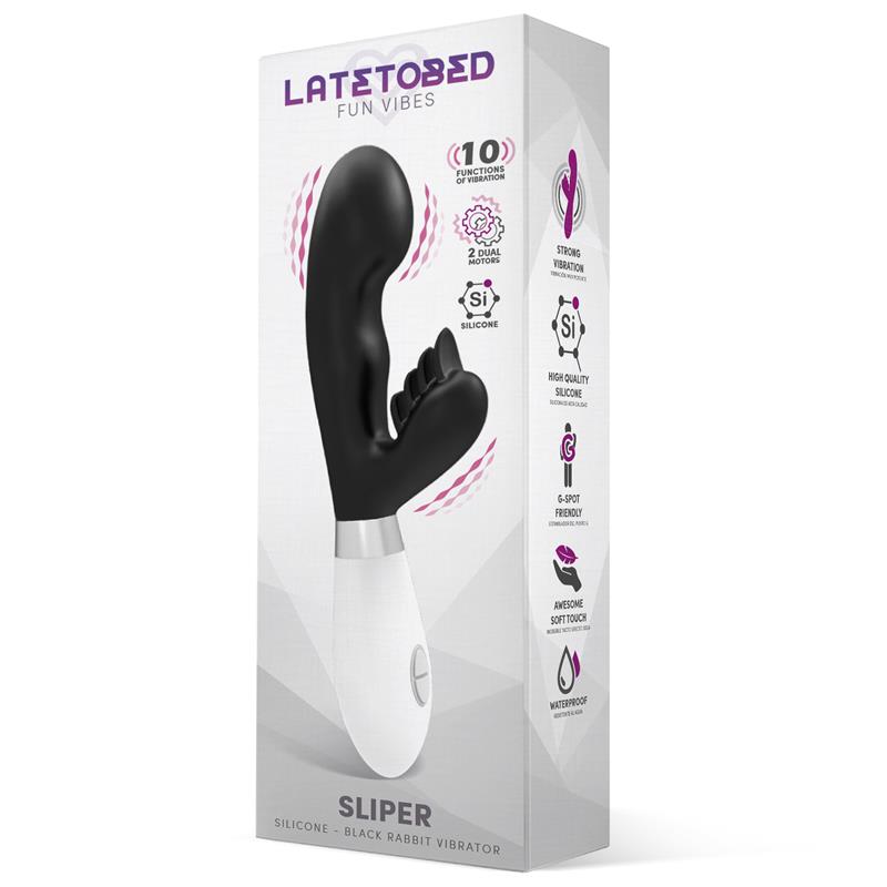 Sliper Vibrador Conejito Silicona Negro 2