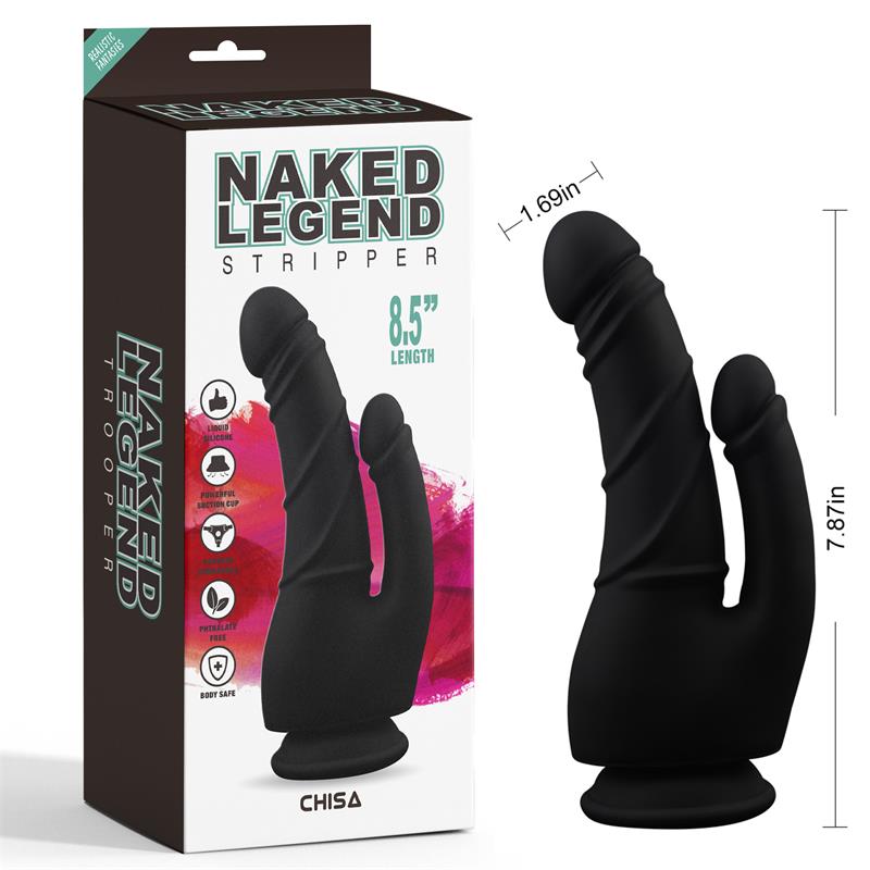 Stripper Dildo Silicona líquida 8.5 - 21.5cm Negro