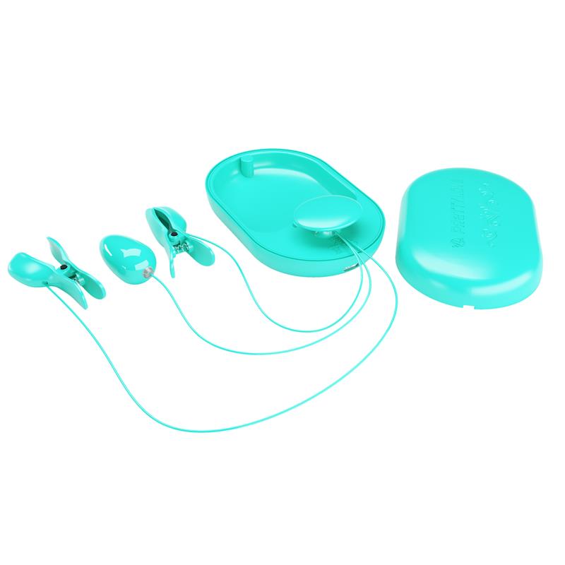 Surprise Box Huevo Vibrador y Pinzas para Pezones con Electro Estimulación Azul 7