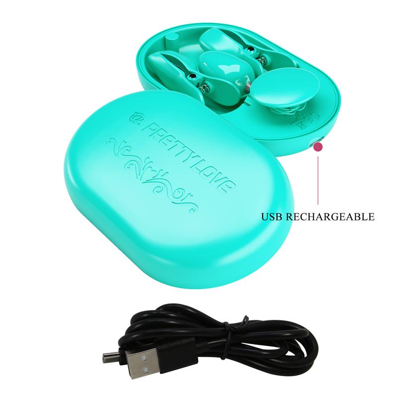 Surprise Box Huevo Vibrador y Pinzas para Pezones con Electro Estimulación Azul 9
