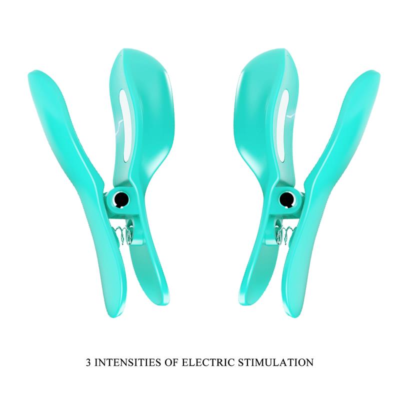Surprise Box Huevo Vibrador y Pinzas para Pezones con Electro Estimulación Azul 2