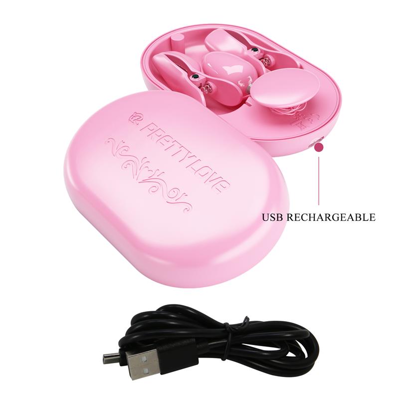 Surprise Box Huevo Vibrador y Pinzas para Pezones con Electro Estimulación Rosa 9