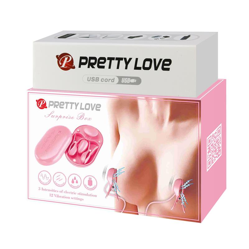 Surprise Box Huevo Vibrador y Pinzas para Pezones con Electro Estimulación Rosa 11