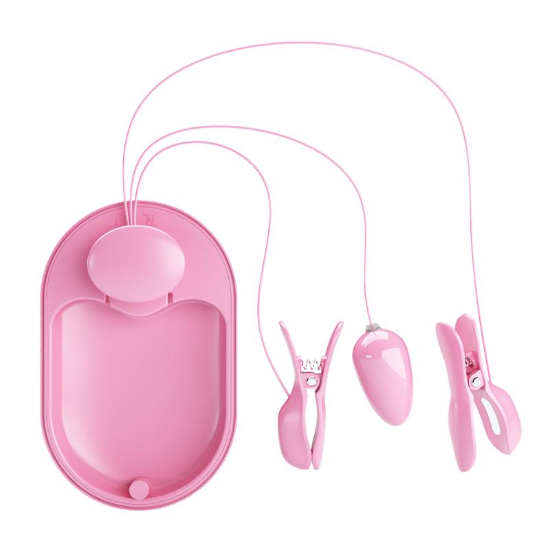 Surprise Box Huevo Vibrador y Pinzas para Pezones con Electro Estimulación Rosa 4
