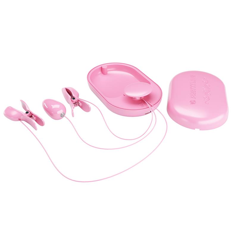 Surprise Box Huevo Vibrador y Pinzas para Pezones con Electro Estimulación Rosa 7