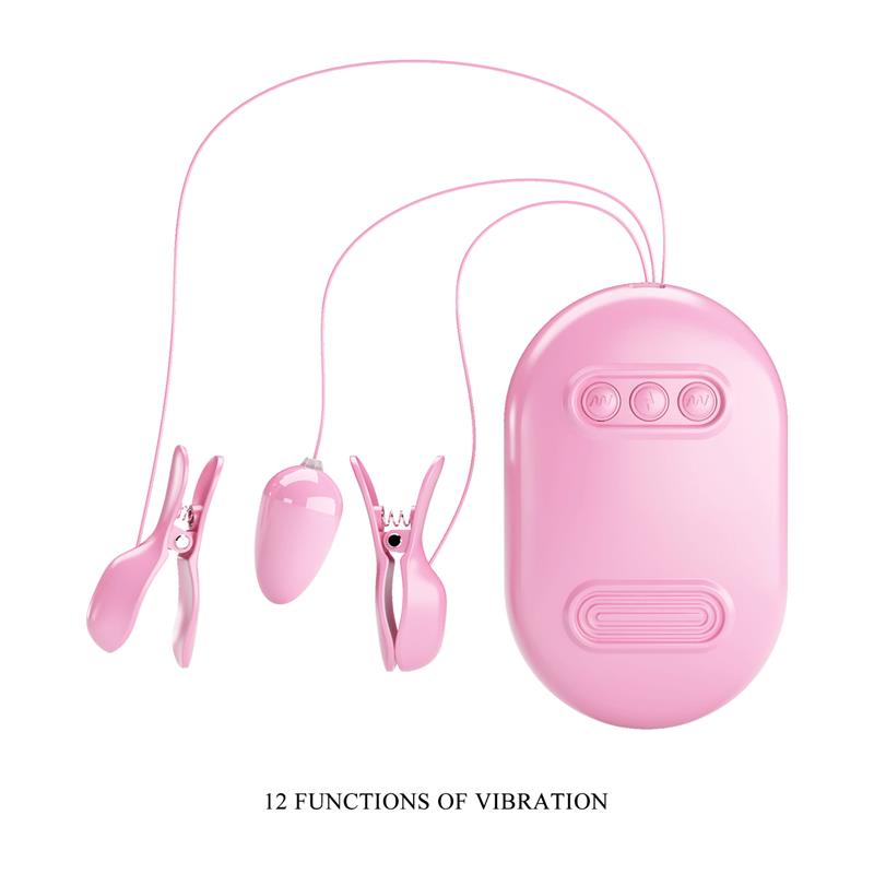 Surprise Box Huevo Vibrador y Pinzas para Pezones con Electro Estimulación Rosa 3