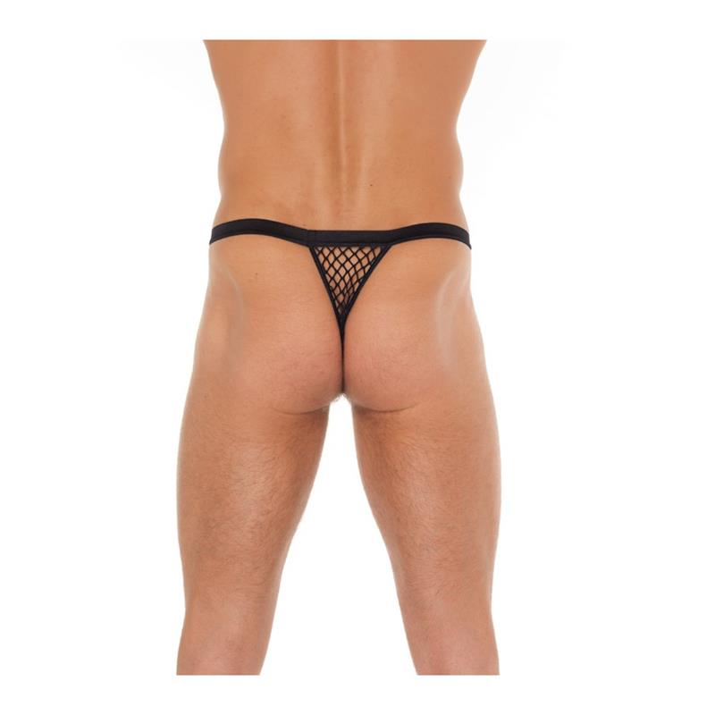 Tanga Rejilla Negro Talla Única 2