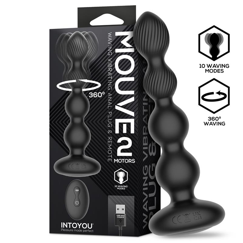 Mouve Plug Anal con Waving y Vibración con Control Remoto 2 Motores - imagen 1