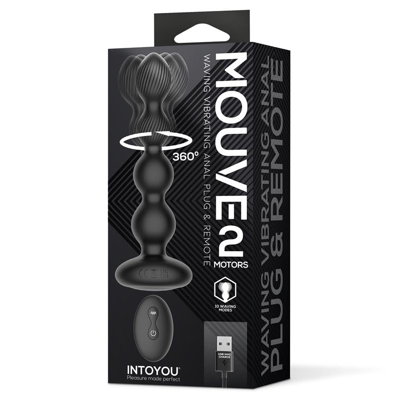 Mouve Plug Anal con Waving y Vibración con Control Remoto 2 Motores - imagen 7