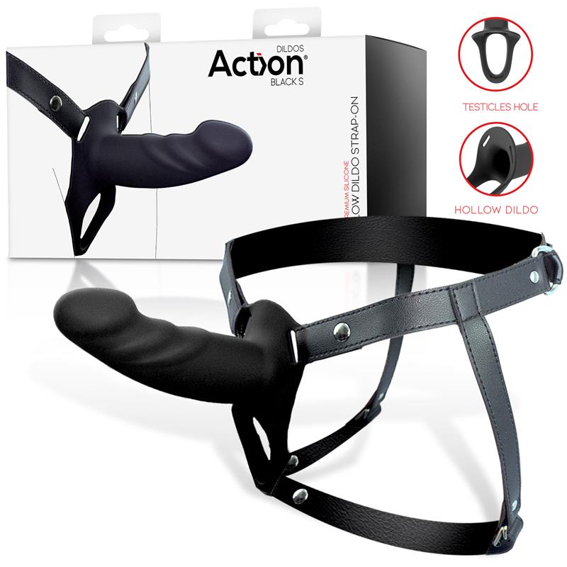 Arnés Strap-On con Dildo Hueco Silicona Premium Talla S Negro - imagen 1