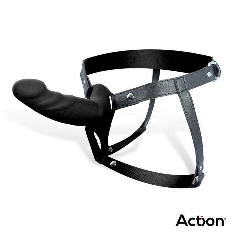 Arnés Strap-On con Dildo Hueco Silicona Premium Talla S Negro - imagen 2