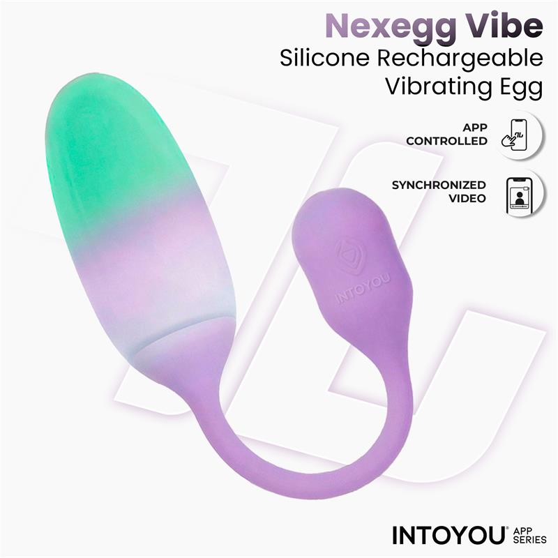 NexEgg Huevo Vibrador Silicona Doble capa con App Lila/Pistacho - imagen 3