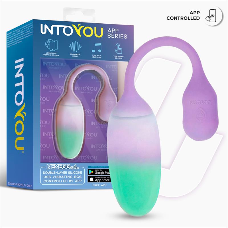 NexEgg Huevo Vibrador Silicona Doble capa con App Lila/Pistacho - imagen 4