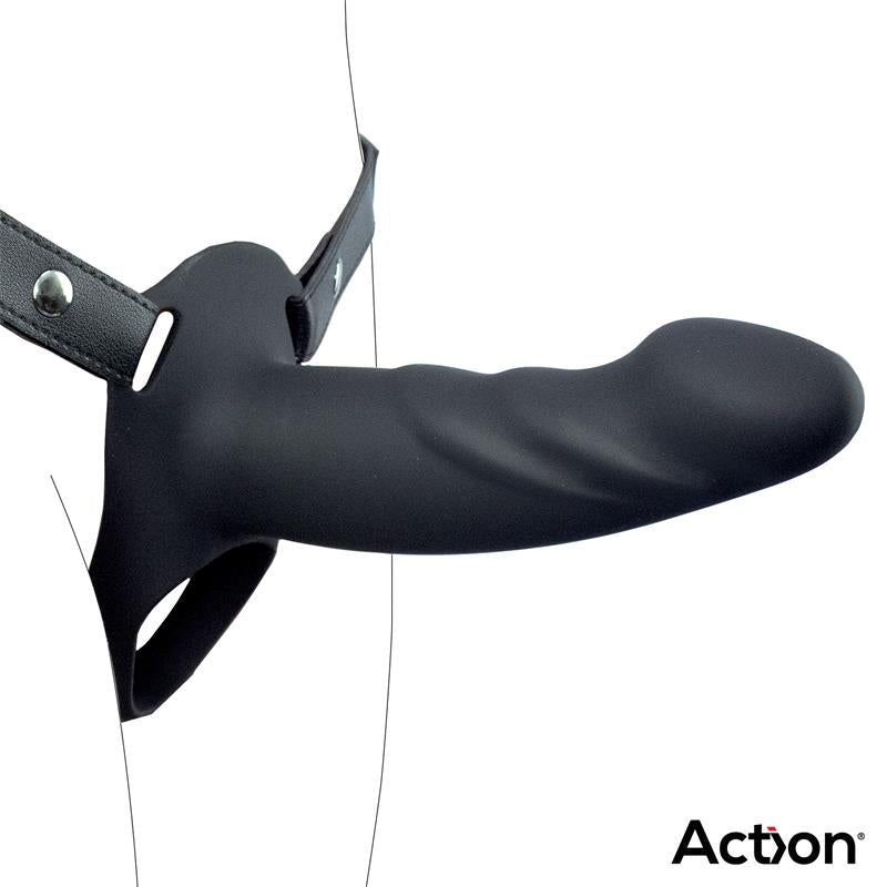 Arnés Strap-on con Dildo Hueco Silicona Premium Talla L Negro - imagen 4