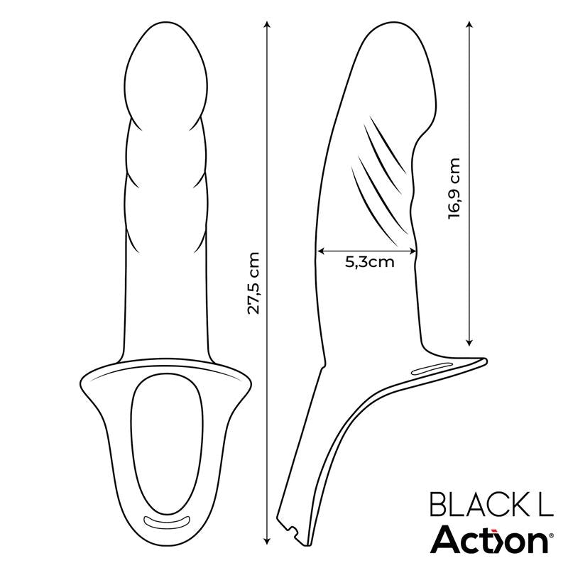 Arnés Strap-on con Dildo Hueco Silicona Premium Talla L Negro - imagen 9