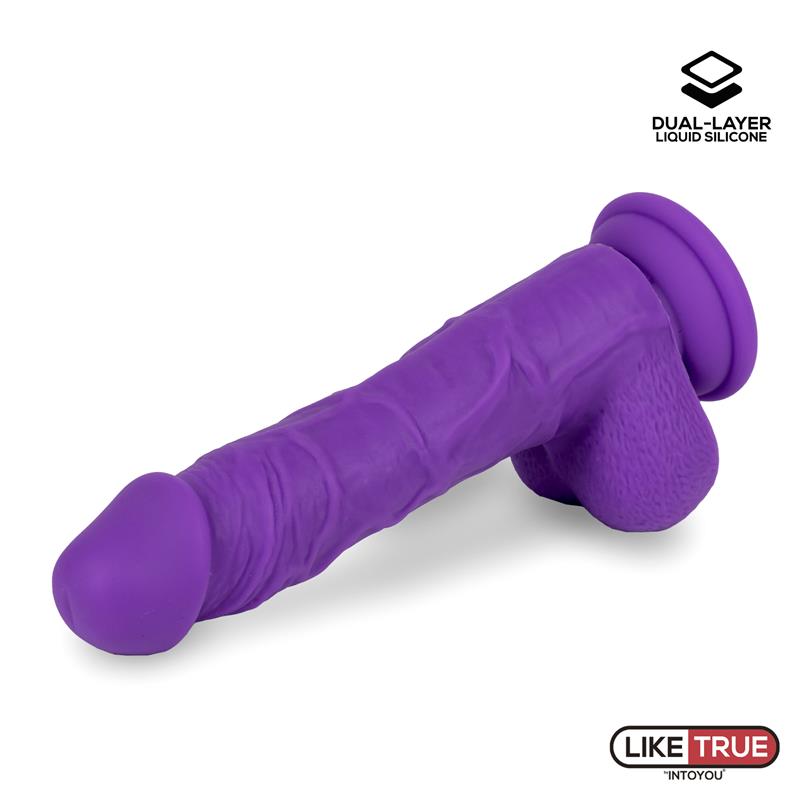 Dildo Realista Silicona Líquida Dual Layer 8 Púrpura - imagen 7