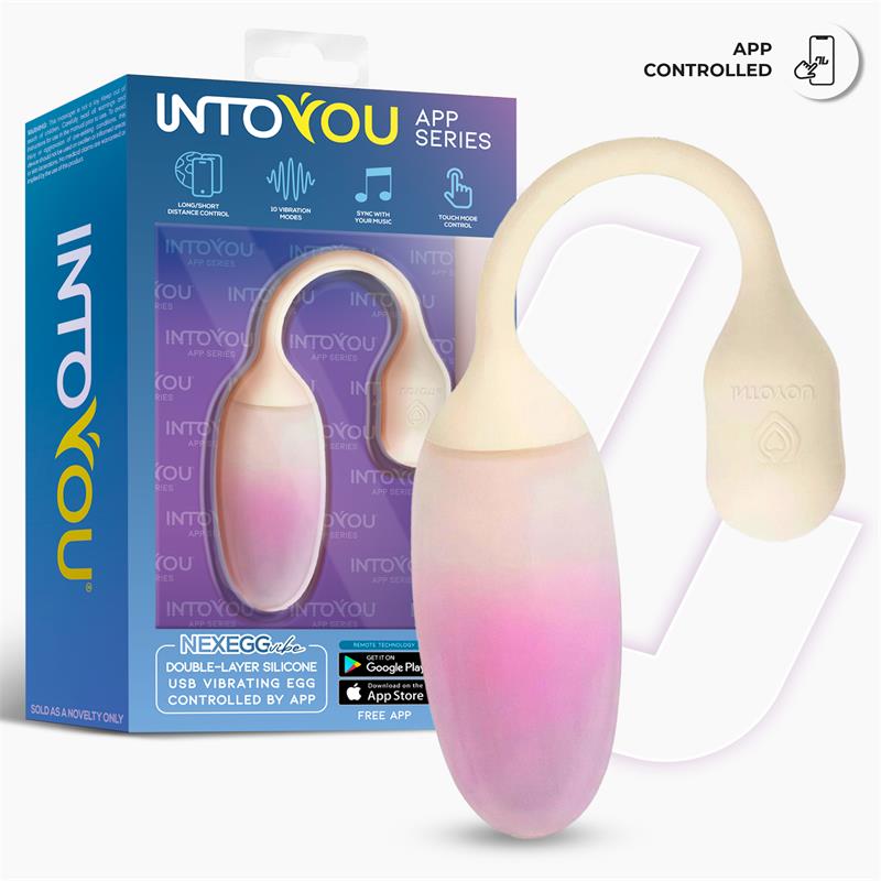 NexEgg Huevo Vibrador Silicona Doble capa App Beige/Rosa - imagen 6