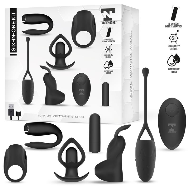 Six-In-One Kit de Bala Vibradora y 5 Accesorios de Silicona - imagen 1