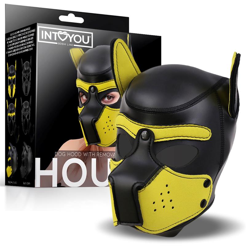 Hound Máscara de Perro Neopreno Hocico Extraíble Negro/Amarillo Talla Única - imagen 1