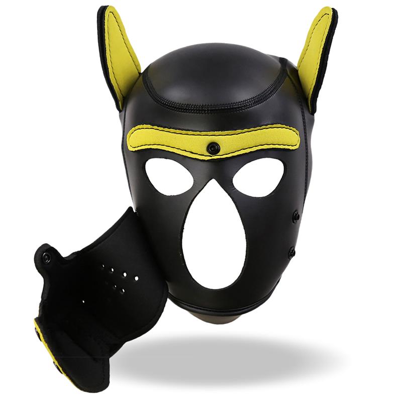 Hound Máscara de Perro Neopreno Hocico Extraíble Negro/Amarillo Talla Única - imagen 5