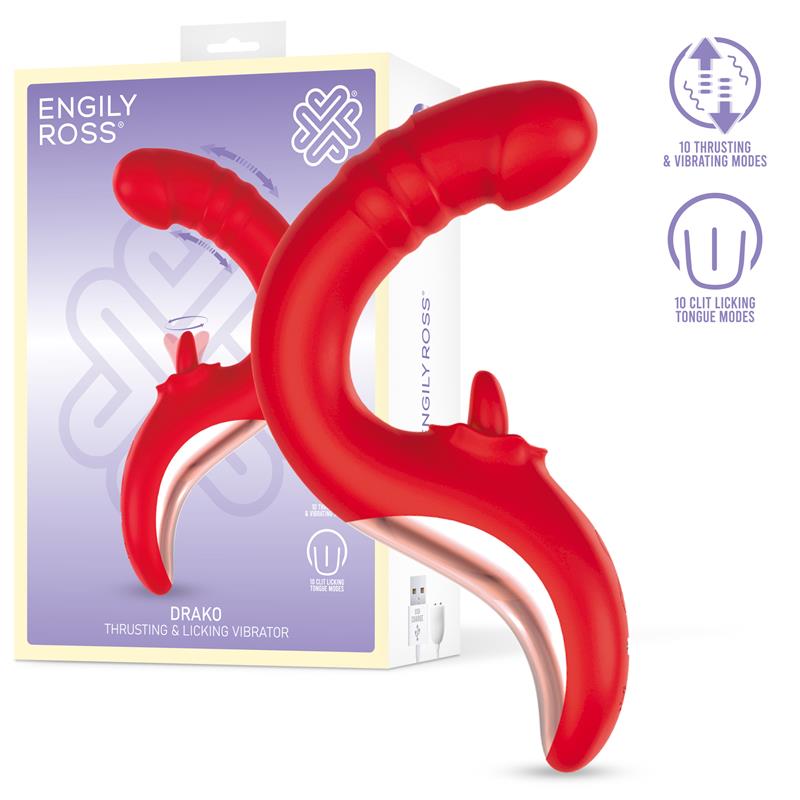 Drako Vibrador con Thrusting y Lengua Oscilante 360º - imagen 1
