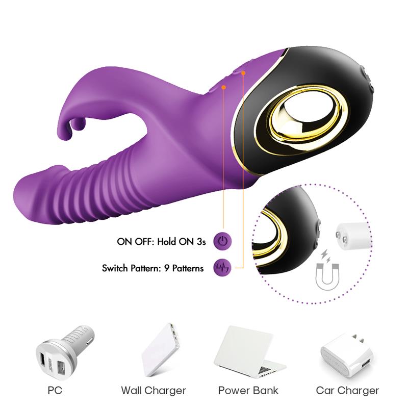 Vibrador con Thrusting y Oscilación 360º Purpura 8